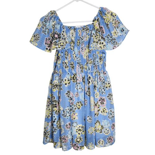 Tanya Taylor Mini Glenda Dress Size Large Blue Floral Designer Kids Dress