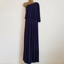 NEW Ex Ann Harvey Size 22-24 Navy Blue One Shoulder Maxi Dress Occasion
