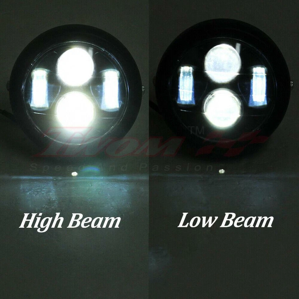 6.5" Universal Cafe Racers Cruceros Motocicleta Faro Luz Alta Baja 12V Foto 4 de 4