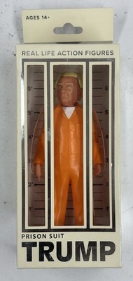 Donald Trump Inmate Prison Suit ''Lock Him Up'' Action Figure 2023-w/Middle Finger