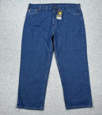 Carhartt FR Jeans Mens 48x30 Blue Denim CAT 2 NFPA 2112 Flame Resistant Work NEW