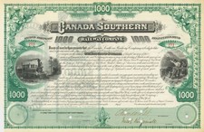 Canada Southern Railway Co. signed by Cornelius Vanderbilt Jr. - circa 1890's