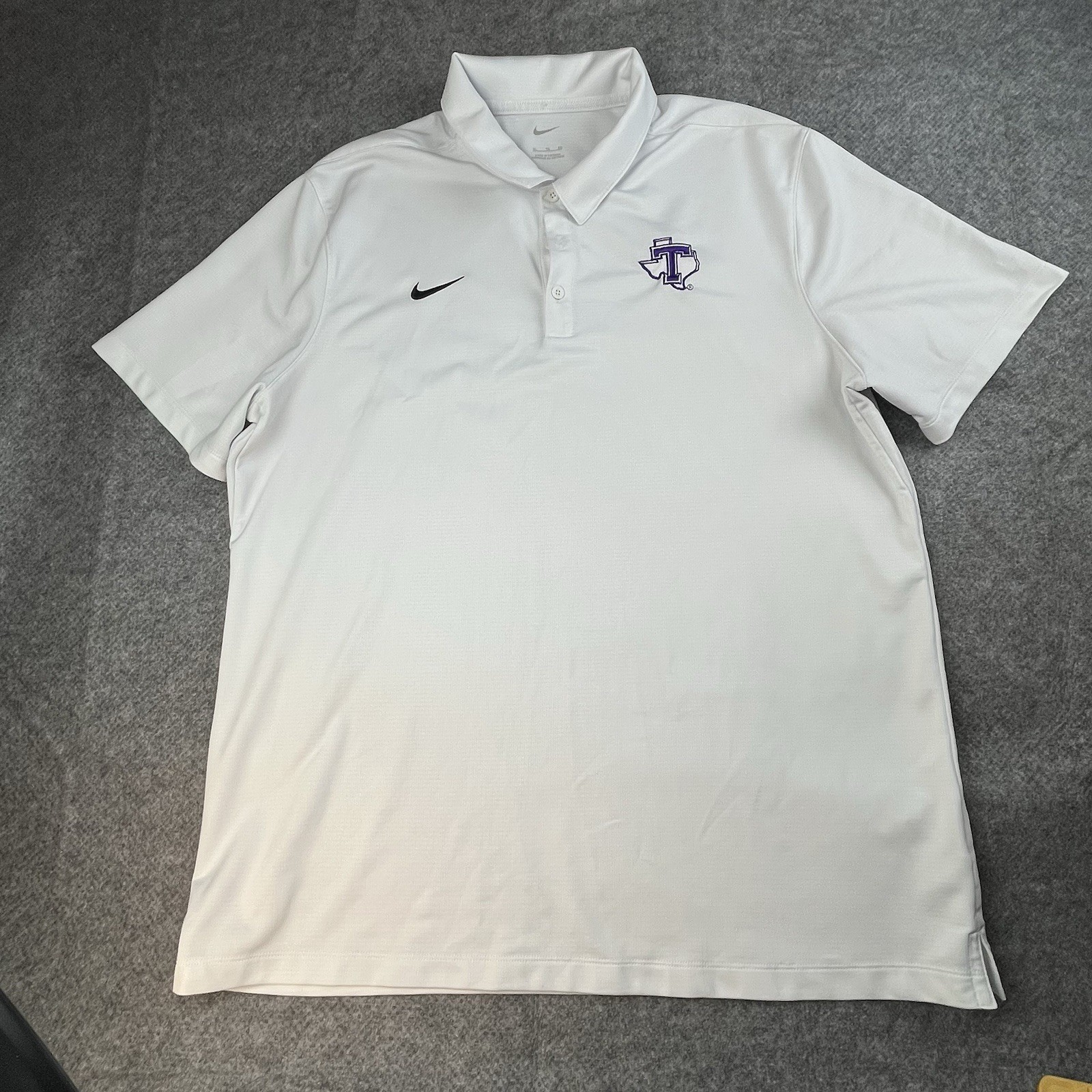 Nike Polo Shirt Mens XL White Tarleton State University Golf Shirt