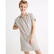 Madewell Women's Raglan-Sleeve Shirtdress in Stripe Multicolor Size XS