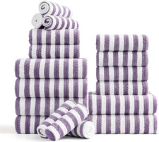 18-Piece Microfiber Bath Towels Set - 6 Bath Sheet, 6 Hand Towels, 6 Washcloths,