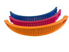 Vtg 1980s Hair Accessories Banana Clips Clincher Combs Lot of 3 Pink Blue Orange