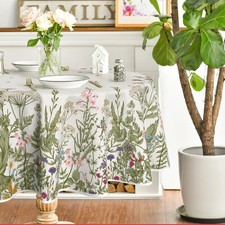 Spring Summer Tablecloth 70x70 Inch Round, Wild Flowers Floral Table Cover fo...