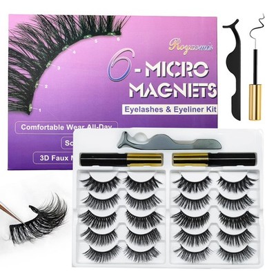 10 Pairs Cat-Eye Magnetic Lashes With Eyeliner, 3D Magnetic Eyelashes Natural...