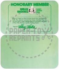 WILLY WONKA HONORARY MEMBER CANDY TASTING TEAM CARD - REPRODUCTION