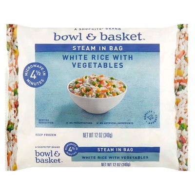 Bowl & Basket Steam in Bag White Rice with Vegetables, 12 oz (6 pack)