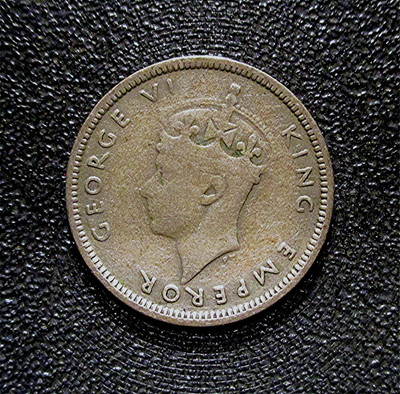 AFRICA-MAURITIUS -1946- .500  1/4 SILVER RUPEE- GEO. VI-ROYAL MINT-KM#18a-KHG 3
