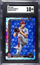 2025 Topps Series 1 # 137 MILES MIKOLAS  EASTER BLUE UMBRELLAS 04/10 SGC 10 GM