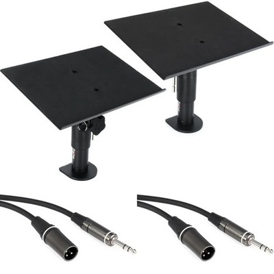 Gator Frameworks Clamp-On Studio Monitor Stands with XLRM-TRS Cables