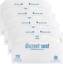 Hospeco Flushable Toilet Seat Covers - 1000 Pcs, 4 Packs of 250 - Disposable