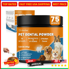 Dog Plaque Remover Powder 75 Scoop Dental Care Fresh Breath Tartar Control