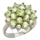 925 Sterling Silver Vintage Ring Peridot Floral Cluster Band  Sz 10  RG35351