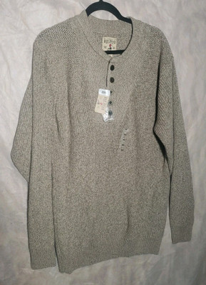 Red Head Mens Half Button Knit Sweater Size 2XL Long Sleeves Pullover Top Beige