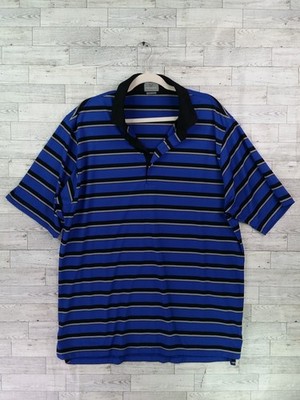 Men's Fennec Golf Polo Shirt Striped Short Sleeve Size XL Black Blue White Top