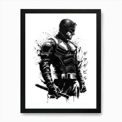 Mann ohne Angst Sumi E Poster JPEG gerahmt Wandbild Poster Leinwanddruck Bild