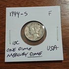USA 10c ~ One Dime ~ Mercury Dime 1944-S ~* F ~ Silver Coin