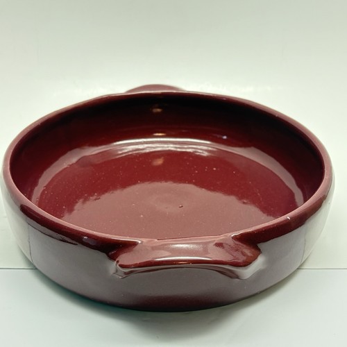 Vtg Bybee Clay Pottery Burgundy Serving Bowl With Handles 9.5”w Casserole Dish - Picture 2 of 5