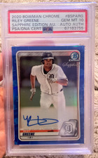 2020 Bowman Chrome Sapphire - Prospect Autographs Riley Greene #BSPA-RG PSA 10