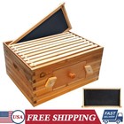 10-Frame Deep Brood Box Wax Coated Bee Hives Langstroth Hive Body Box w/ Windows