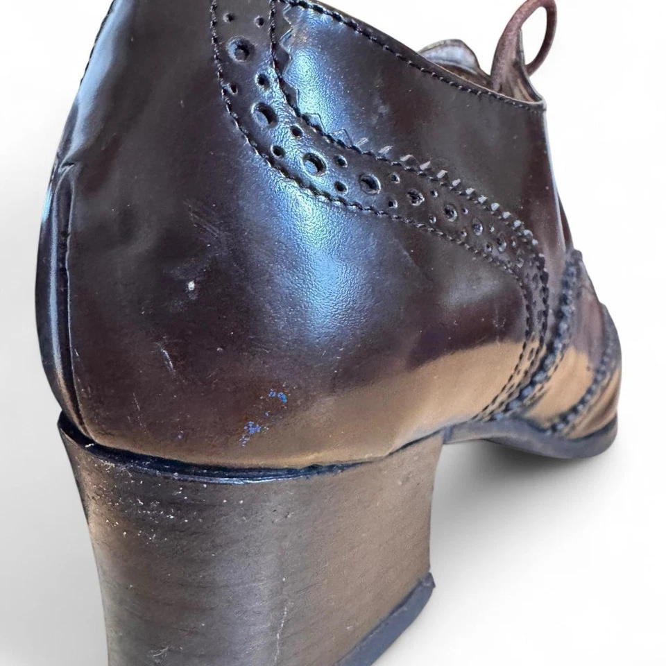 Zapatos de salón Oxford vintage Van Eli de cuero marrón con tacón 6,5-7 Foto 4 de 4
