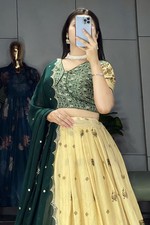 Women Soft Silk Lehenga Dupatta Set Festive Sangeet Party Wear Outfit