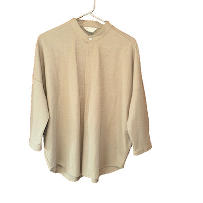 Club Monaco Medium Long Sleeve shirt beige Jandina Knit Top Laurel Oak button up