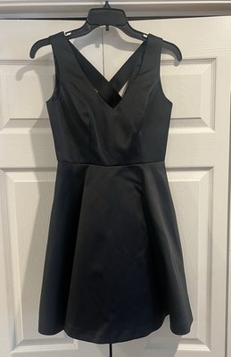 EUC Shoshanna Midnight Size 0 Satin V-Neck Cutout Skater Tank Dress EXPENSIVE