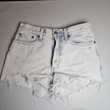 Abercrombie  Fitch Womens Jean Short 27 Annie High Rise Distressed Blue Denim