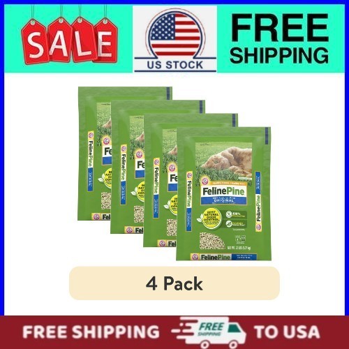 (4 Pack) 100% Natural Original Feline Pine Cat Litter, 20 lb