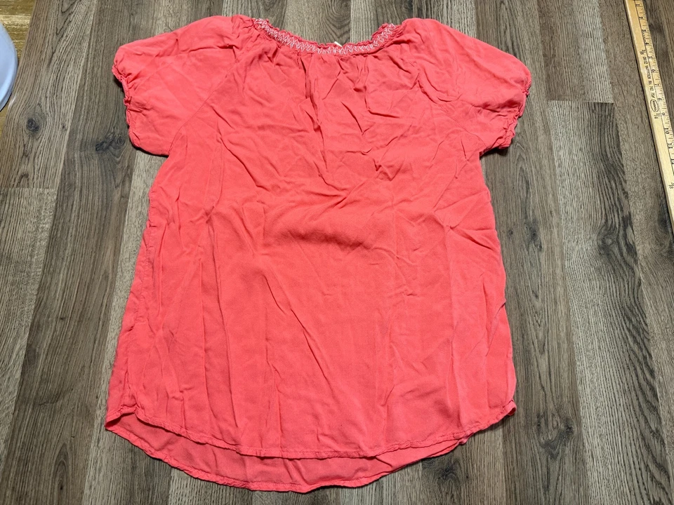 Faded Glory Blouse, Women's Size Large, Pink, Short Sleeve - Image 2 of 4