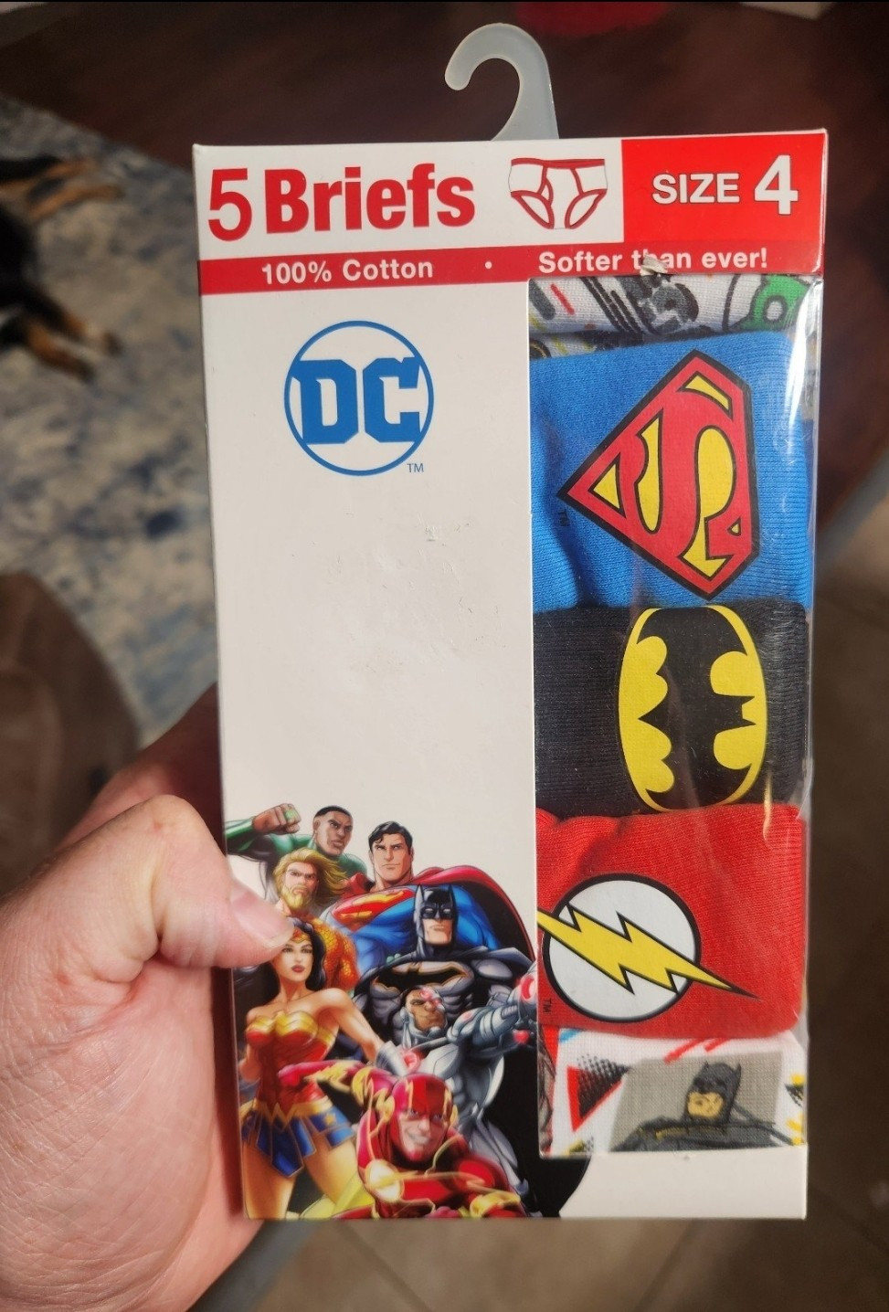 DC Super Hero’s Briefs 5 Pack Size 4 Boys Underwear 100% Cotton, Justice League