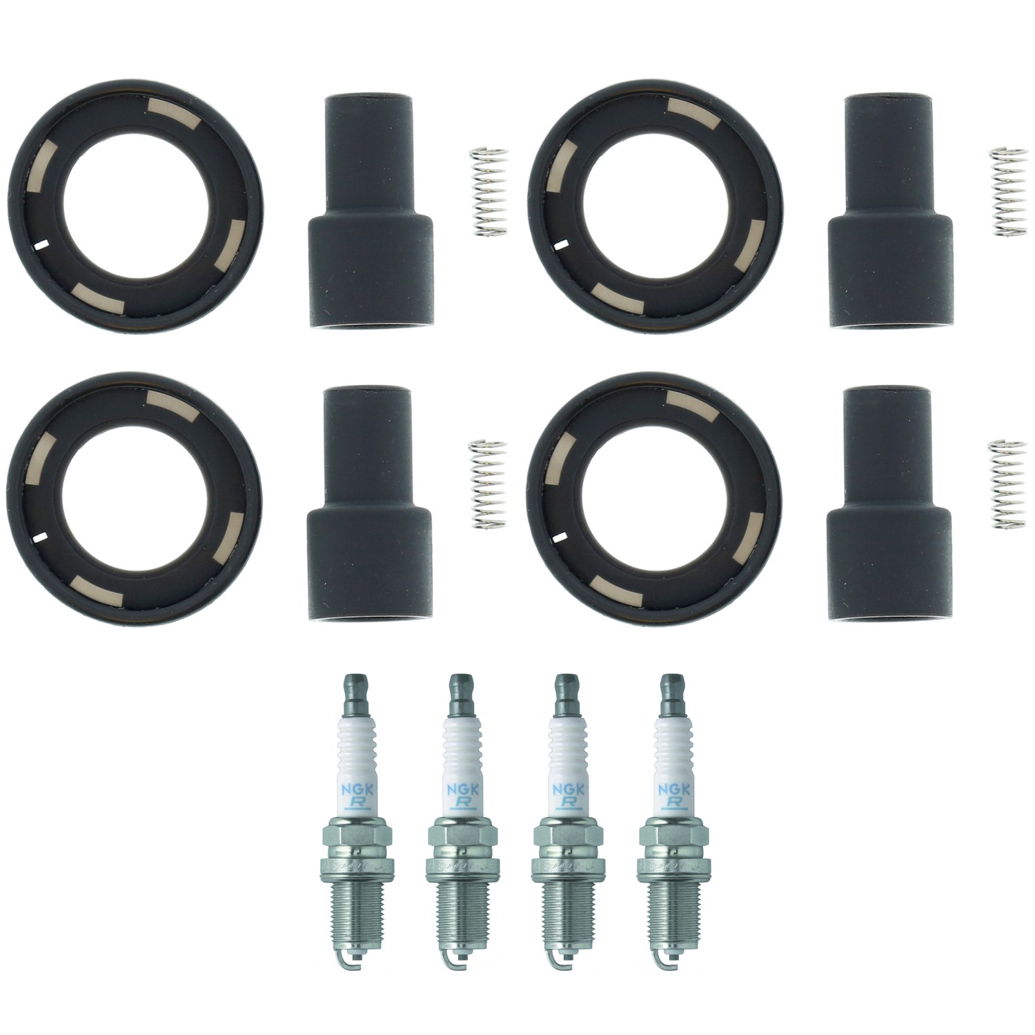 NGK 4 V-Power Spark Plugs  Denso Coil Boots Kit for Camry RAV4 Solara L4 2AZ-FE