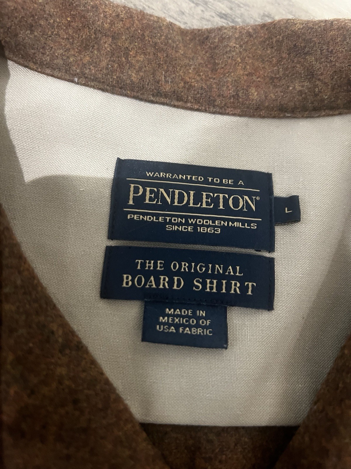 Pendleton Board Shirt Loop Collar Solid Brown Men… - image 3