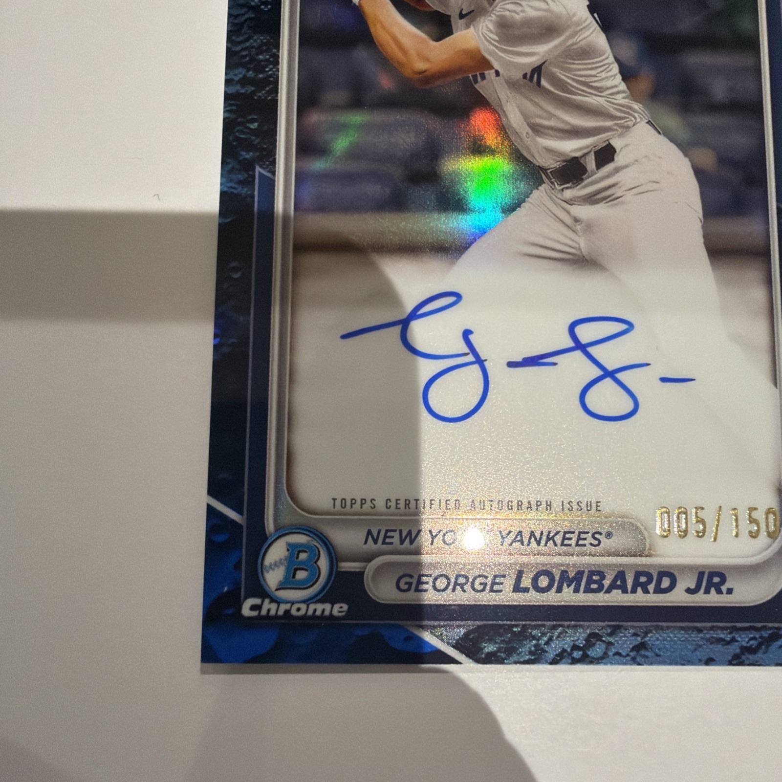 2024 Bowman Chrome George Lombard Jr. 1st Lunar Blue Refractor Auto /150 CPA-GLO view 4