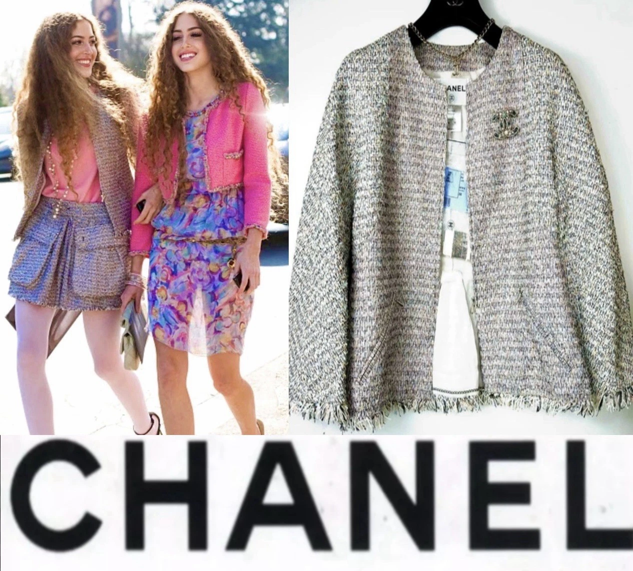 Giacca Chanel Vintage 2011 Rosa Blu Tweed Lesage 34 36 38 2 4 6 Cappotto Top S M
