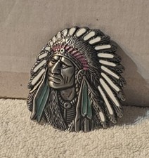 INDIAN CHIEF COWBOY WESTERN RODEO ROUNDUP SOUTHWEST BELT BUCKLE