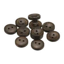 10pcs Wooden Sewing Button 13mm 2 Holes Round Craft Clothing Buttons, Deep Brown