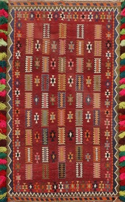 Vegetable Dye Antique Kilim Rug 5x8 Wool Hand-Woven Traditional Reversible Rug