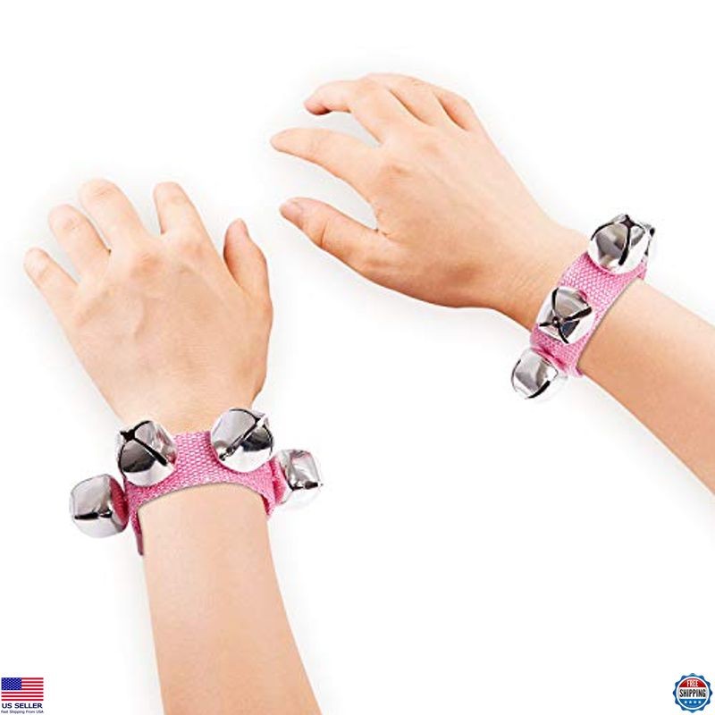 24 Pcs Jingle Bells Wrist Bands, Colorful Musical Instruments Gift for Kids