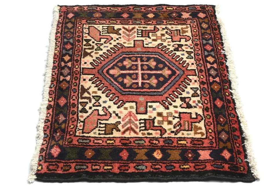 Alfombra oriental pequeña hecha a mano crema vintage decoración del hogar alfombra de entrada 1'5x2'3 pies Foto 4 de 4