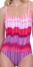 NWT GOTTEX Golden Hour Square Neck 1 Piece Swimsuit Size 10 Pink Red Retail 154
