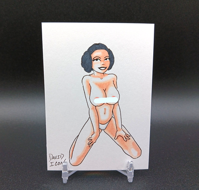 #ad Original PRINCESS LEIA Pinup Artist Sketch Card 1 1 David Icon PSC ACEO $19.99