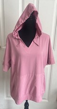 Easy Stretch Size Large - Pink Short Sleeve Pullover Hooded Scrub Top