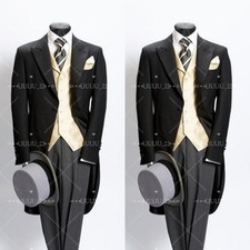 Black Men Suit With Tail Evening Party Prom Peak Lapel Wedding Groom Prom Tuxedo