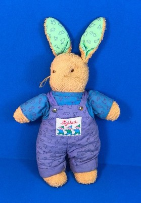 SIGIKID HASE FROTTEE braun lila blau grün Latzhose Plüsch 37 cm Vintage älter