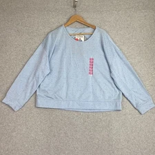 RBX Sweatshirt Womens Plus XXL Blue Speckled French Terry Keyhole Back NWT